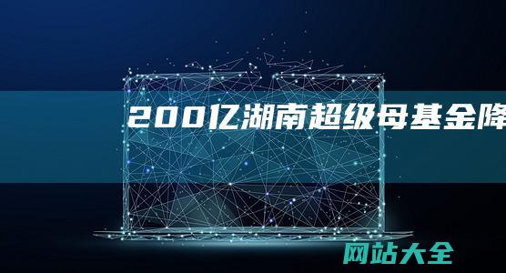 200亿-湖南超级母基金降生